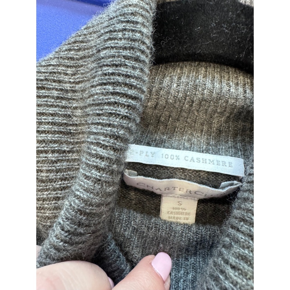 Charter Club 100% Cashmere Turtleneck Sweater Grey Womens Size S Preppy luxury - Picture 3 of 7